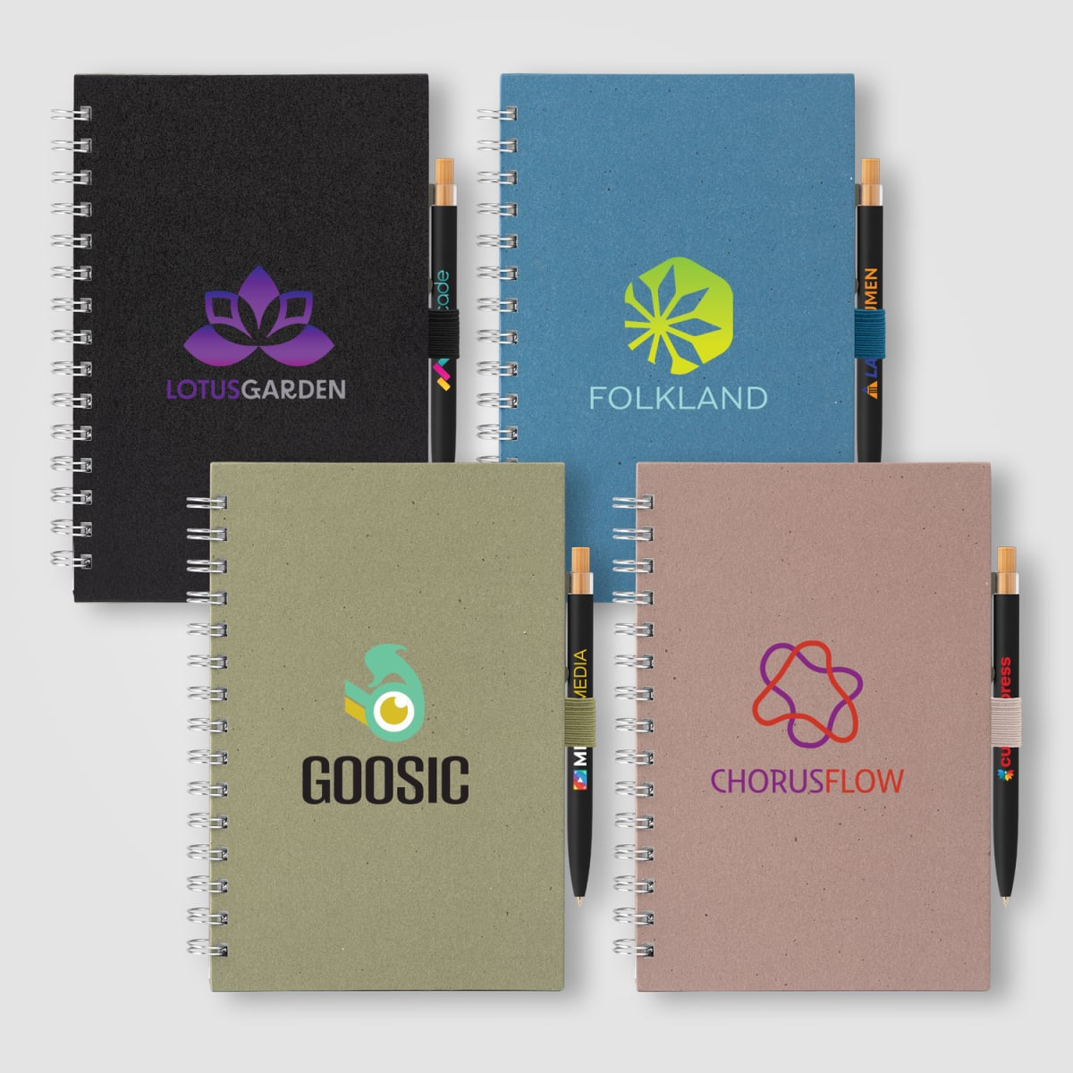 Branded Recycled Milk Carton Spiral Notebook and Pen Set