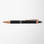 Branded Rose Gold Trim Soft-Touch Metal Pen with Diamond Grip