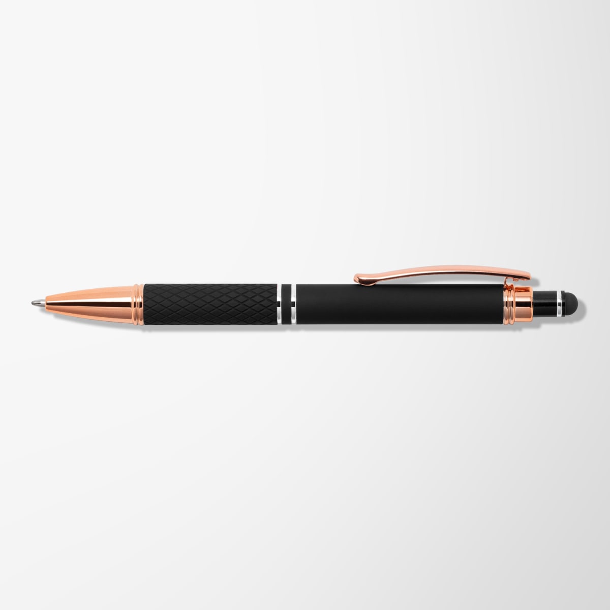 Branded Rose Gold Trim Soft-Touch Metal Pen with Diamond Grip
