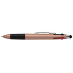 Branded Four-Colour Multi-Ink Pen with Stylus in Rose Gold