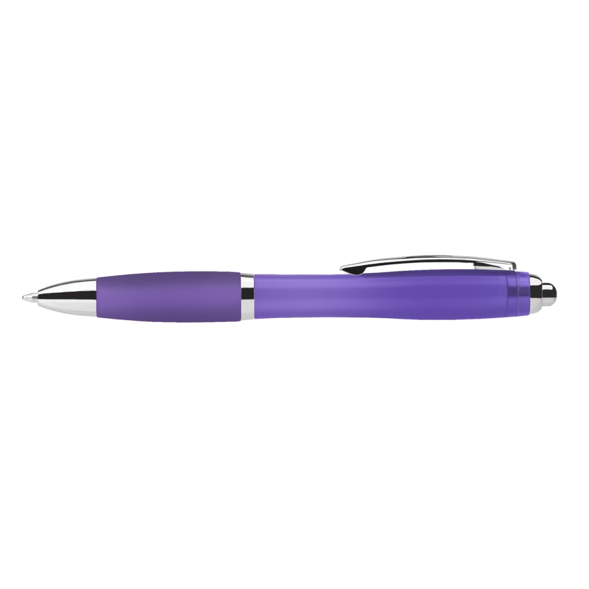 Branded Jewel Tone Ballpoint Pen with Coloured Grip in Purple