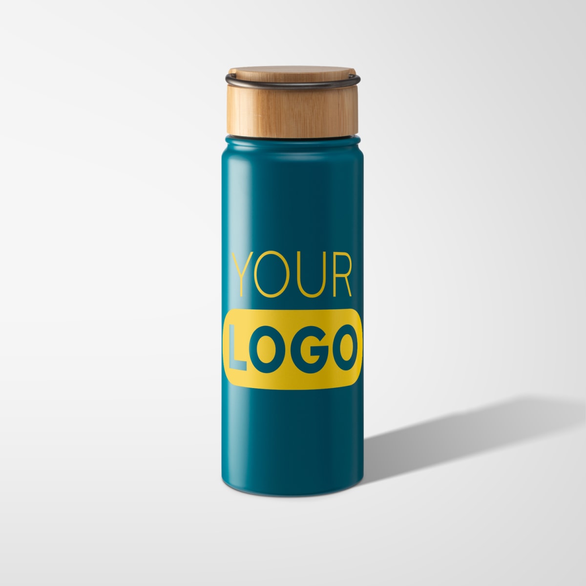 Branded 530ml Insulated Stainless Steel Bottle with Bamboo Lid