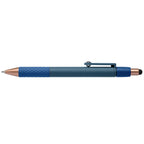 Branded Recycled Plastic Fidget Spinner Pen with Stylus in Navy Blue