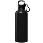 Branded Recycled Steel Water Bottle with Carabiner 750ml in Black