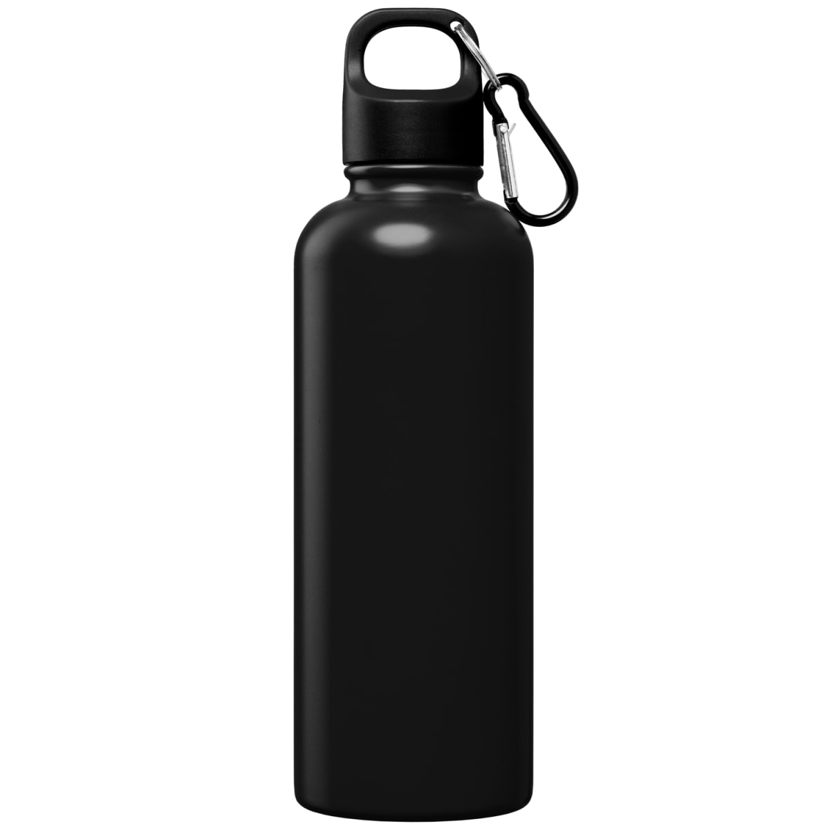 Branded Recycled Steel Water Bottle with Carabiner 750ml in Black
