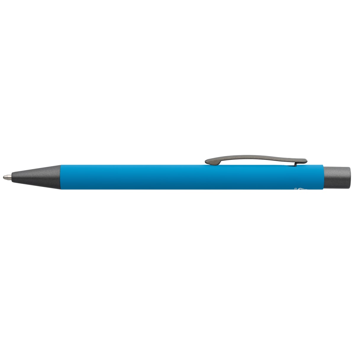 Branded Recycled Aluminium Soft-Touch Ballpoint Pen in Light Blue