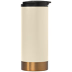 Branded Double Wall Stainless Steel Tumbler with Twist Lock Lid in Cream