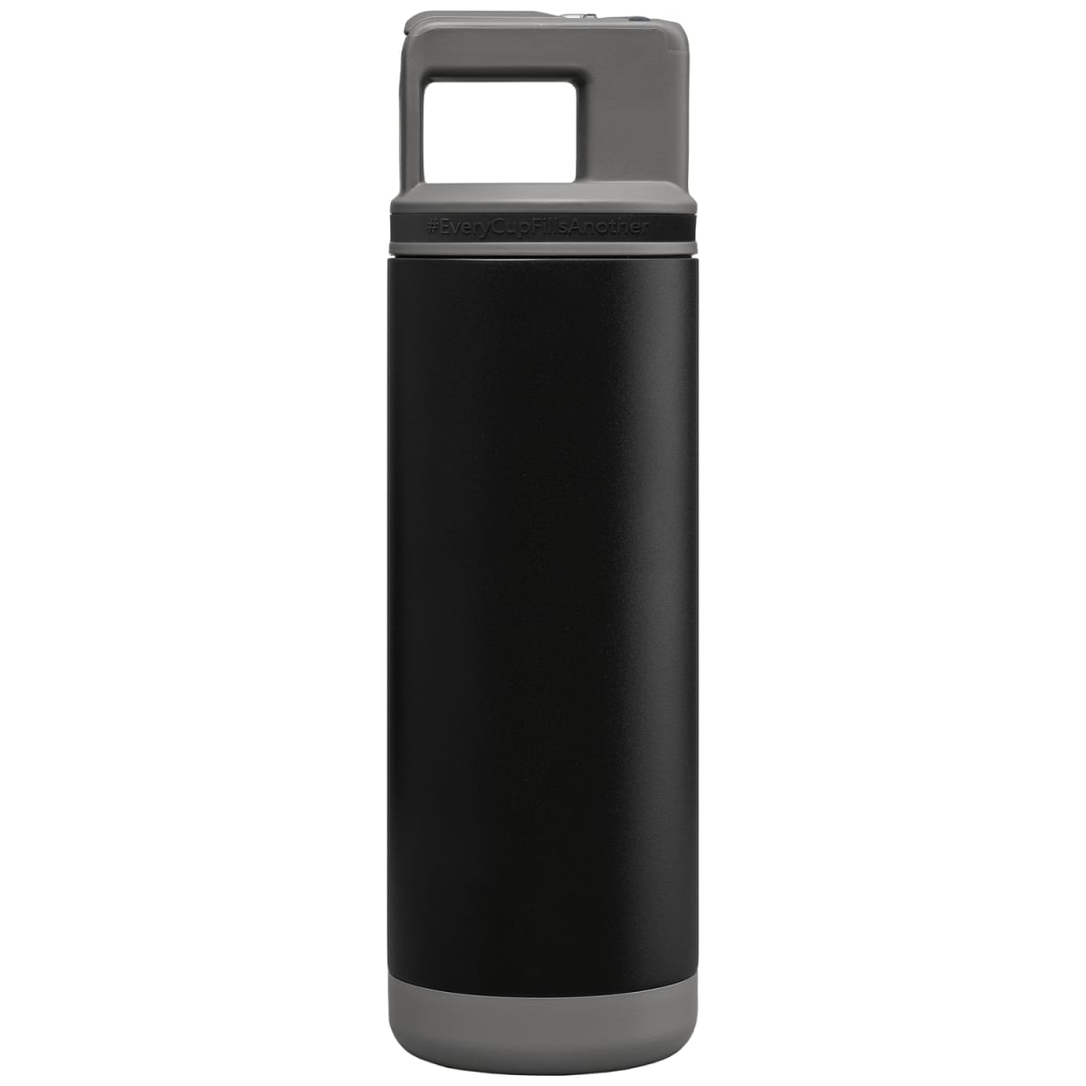 Branded Steel Flip Straw Bottle with Triple Wall Insulation in Black