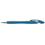 Branded Soft Rubber Coated Stylus Pen with Chrome Trim in Light Blue