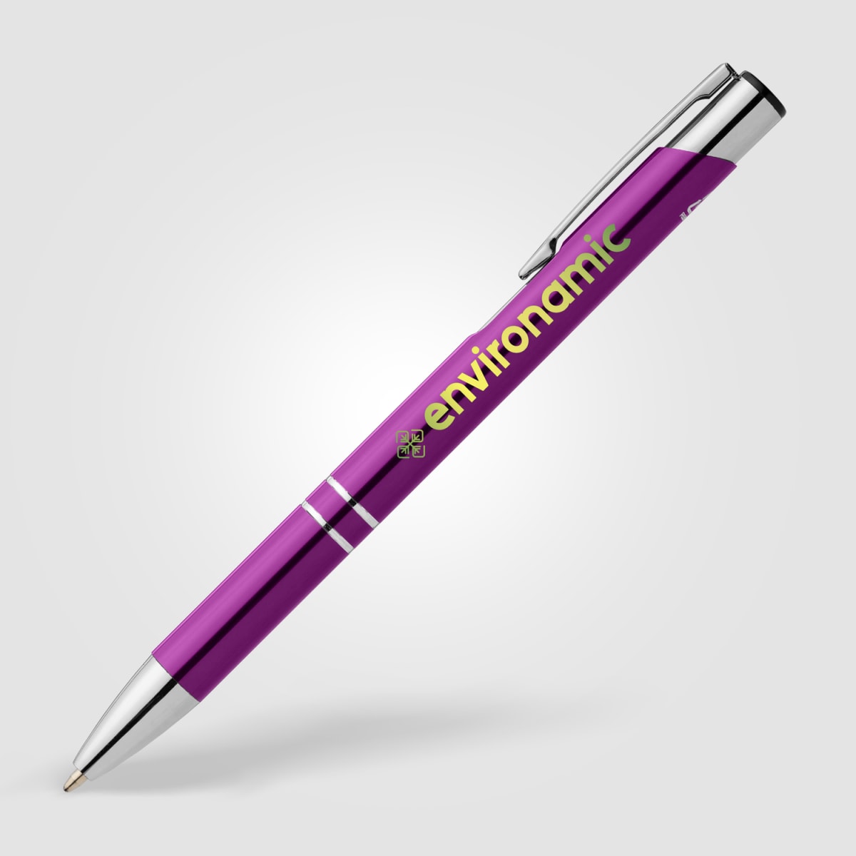 Branded Recycled Aluminium Retractable Pen with Chrome Trim