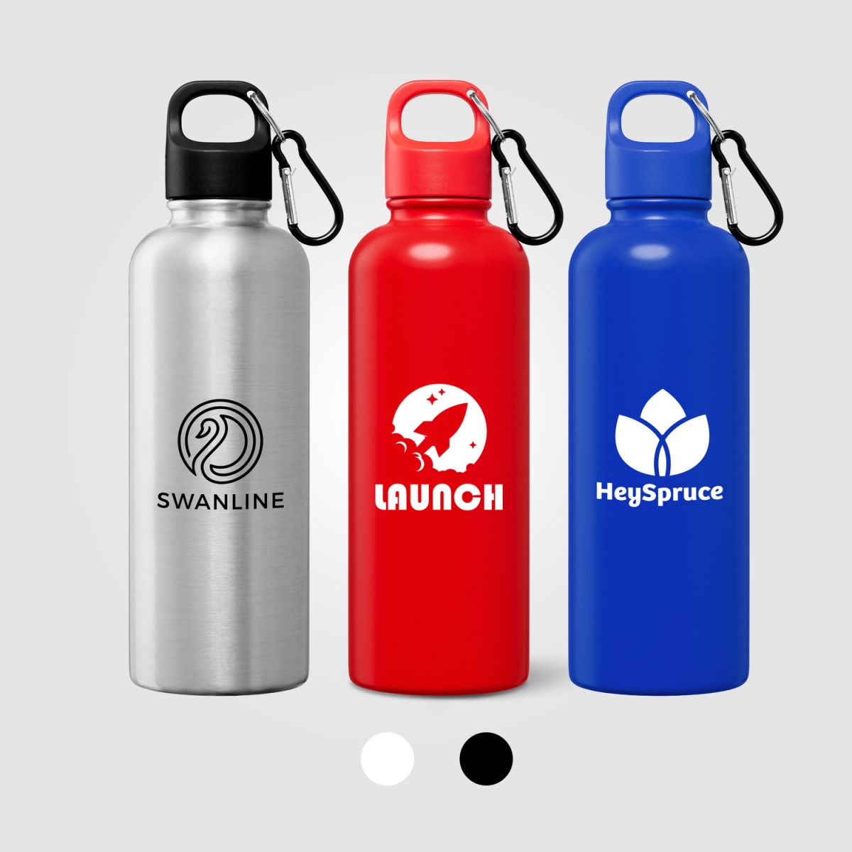 Branded Recycled Steel Water Bottle with Carabiner 750ml