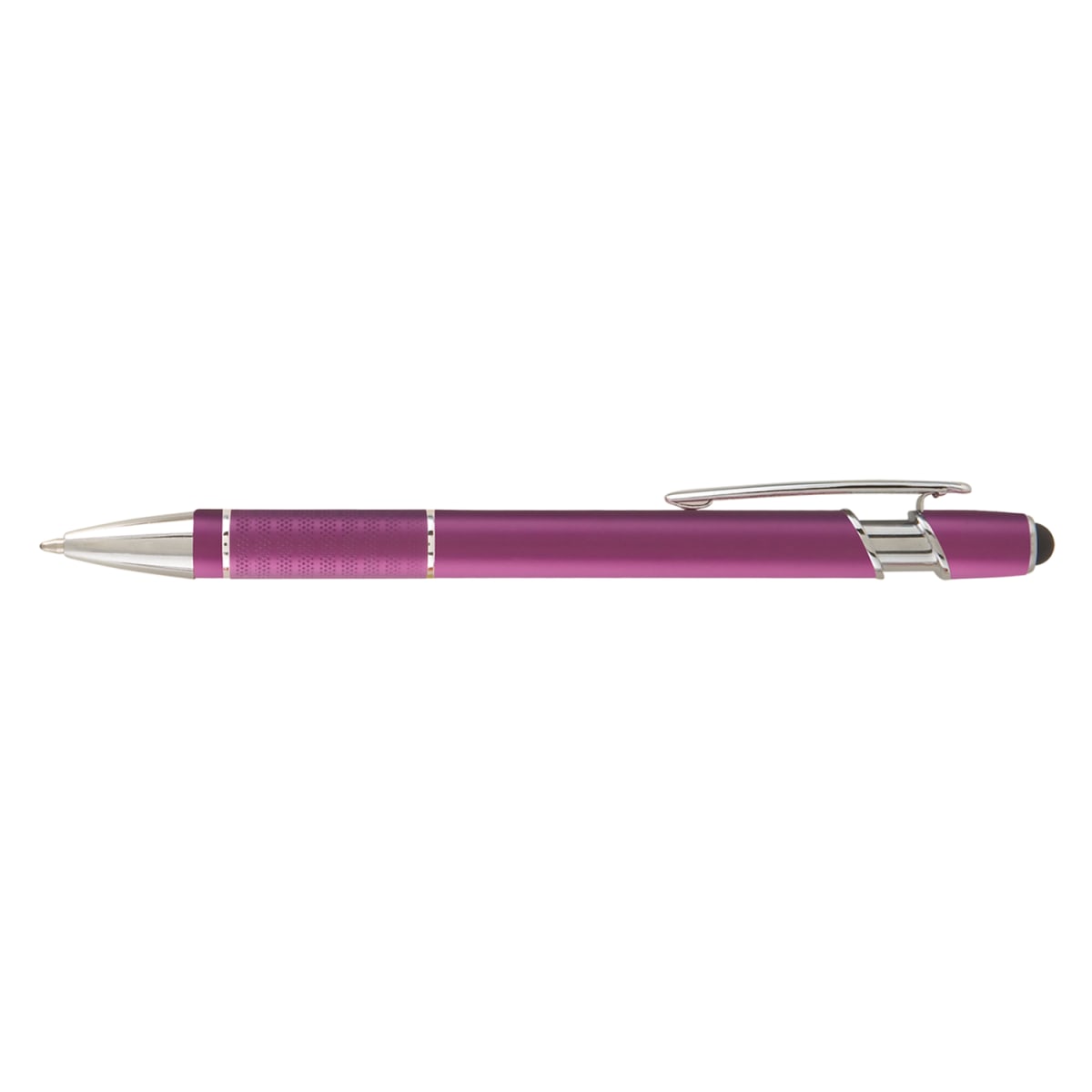 Branded Matte Metal Stylus Pen with Textured Grip in Purple