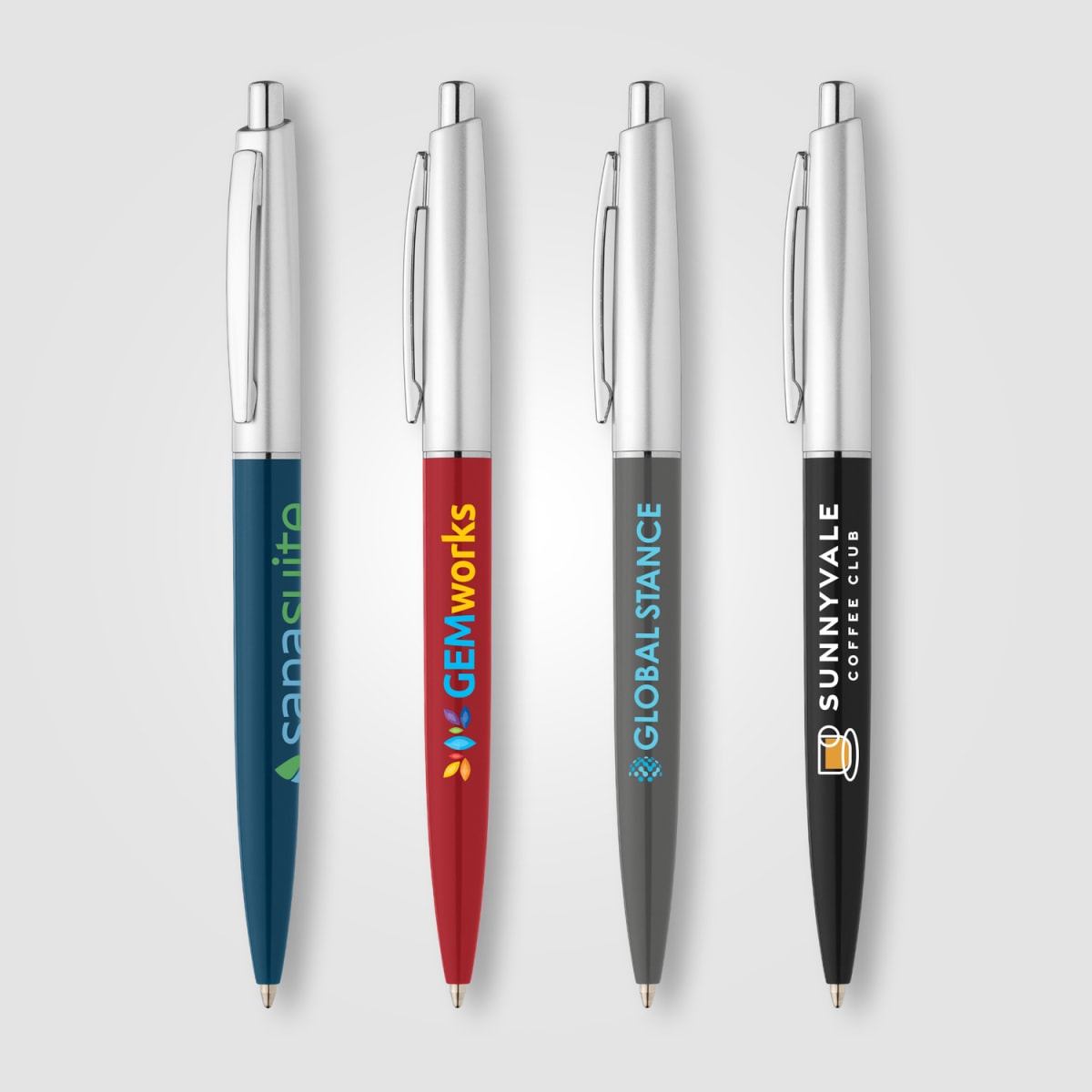Branded Recycled Plastic Chrome Trim Retractable Pen