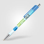 Branded Slimline Chrome Click Pen with Colour Clip in Neon Blue