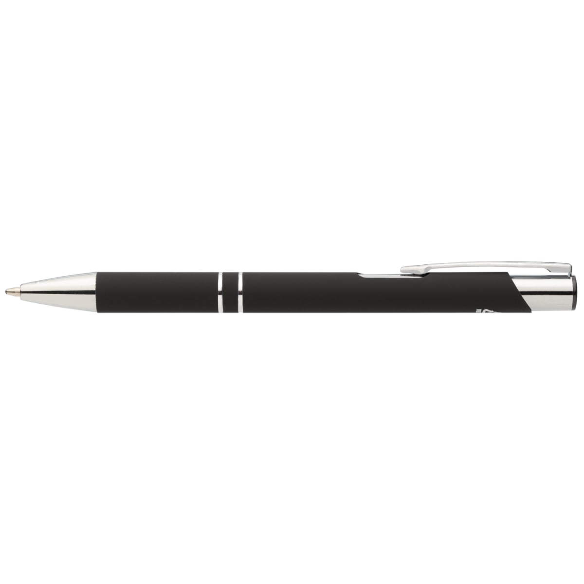 Branded Recycled Aluminium Soft-Touch Pen with Chrome Trim in Black