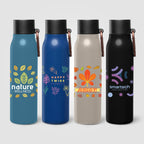 Branded Recycled Steel Vacuum Bottle with Carabiner - 550ml