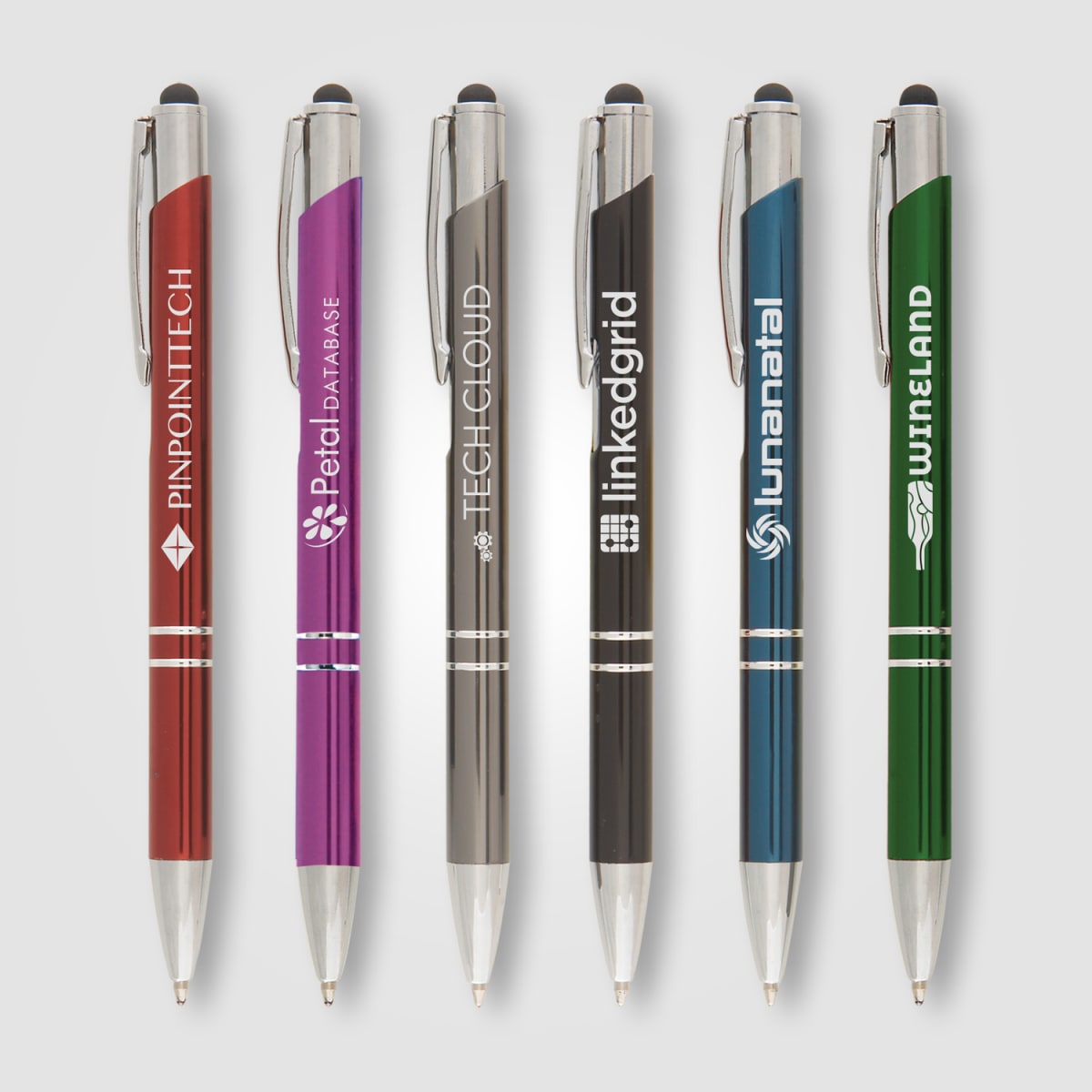 Branded Anodised Aluminium Pen with Top Stylus