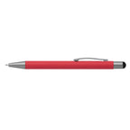 Branded Retractable Gunmetal Trim Stylus Pen in Red
