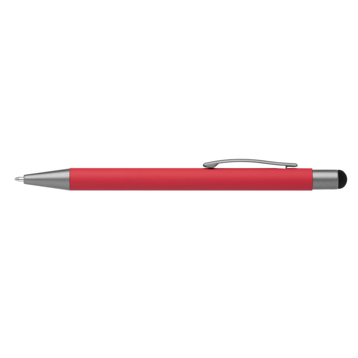 Branded Retractable Gunmetal Trim Stylus Pen in Red