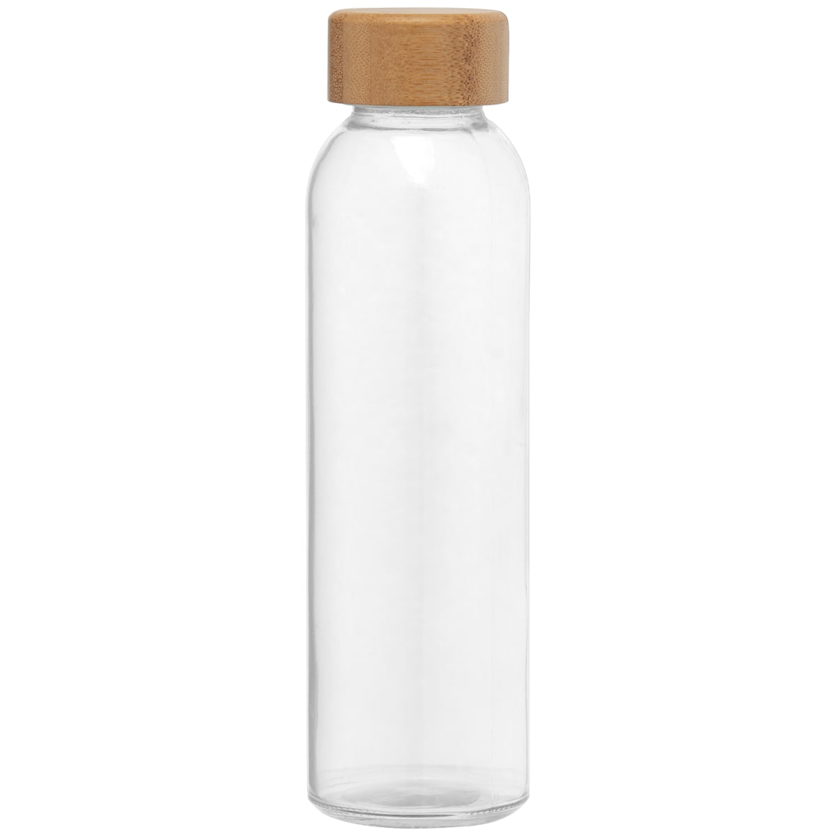 Branded Glass Water Bottle with Bamboo Lid - 500ml in Clear