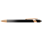 Branded Ombre Metal Pen with Stylus and Rose Gold Trim in Gray