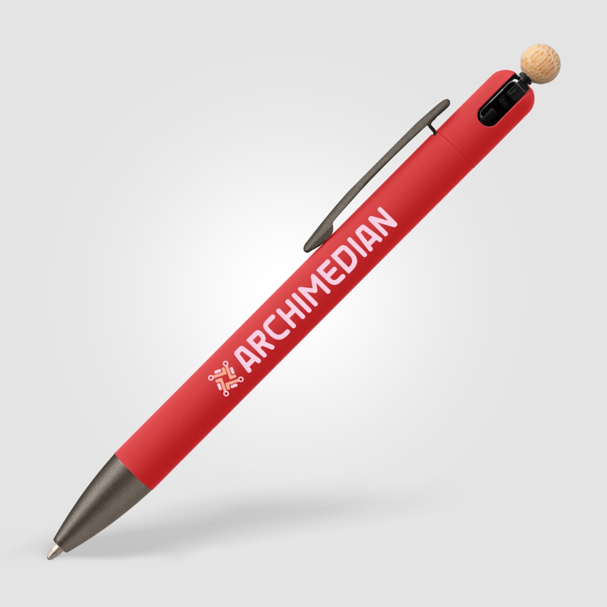 Branded Recycled Aluminium Fidget Pen with Bamboo Ball
