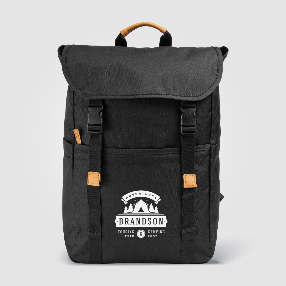Branded rPET Laptop Backpack with Trolley Strap