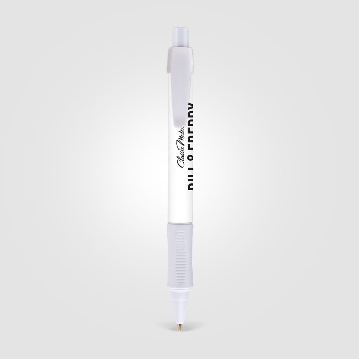 Branded Wide Body Retractable Pen with Rubber Grip