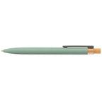Branded Recycled Aluminium Pen with Bamboo Plunger in Sage
