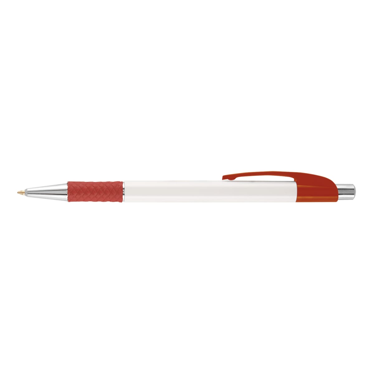 Branded Full Colour Printed Grip Pen with Chrome Trim in Red