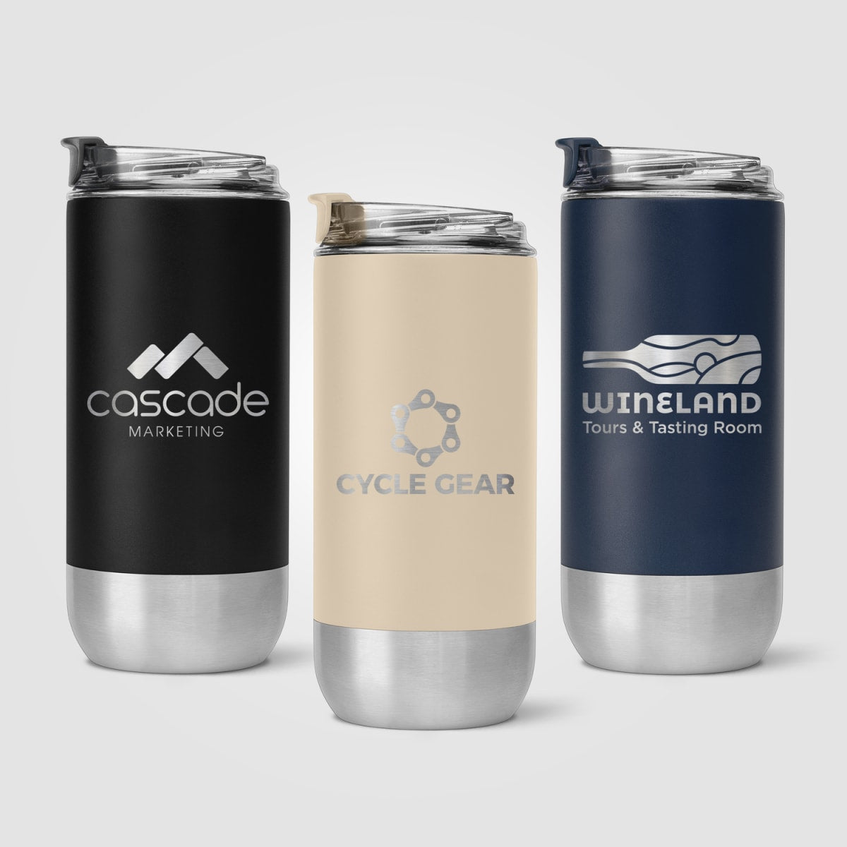 Branded Recycled Stainless Steel Tumbler with Flip Lid - 475ml