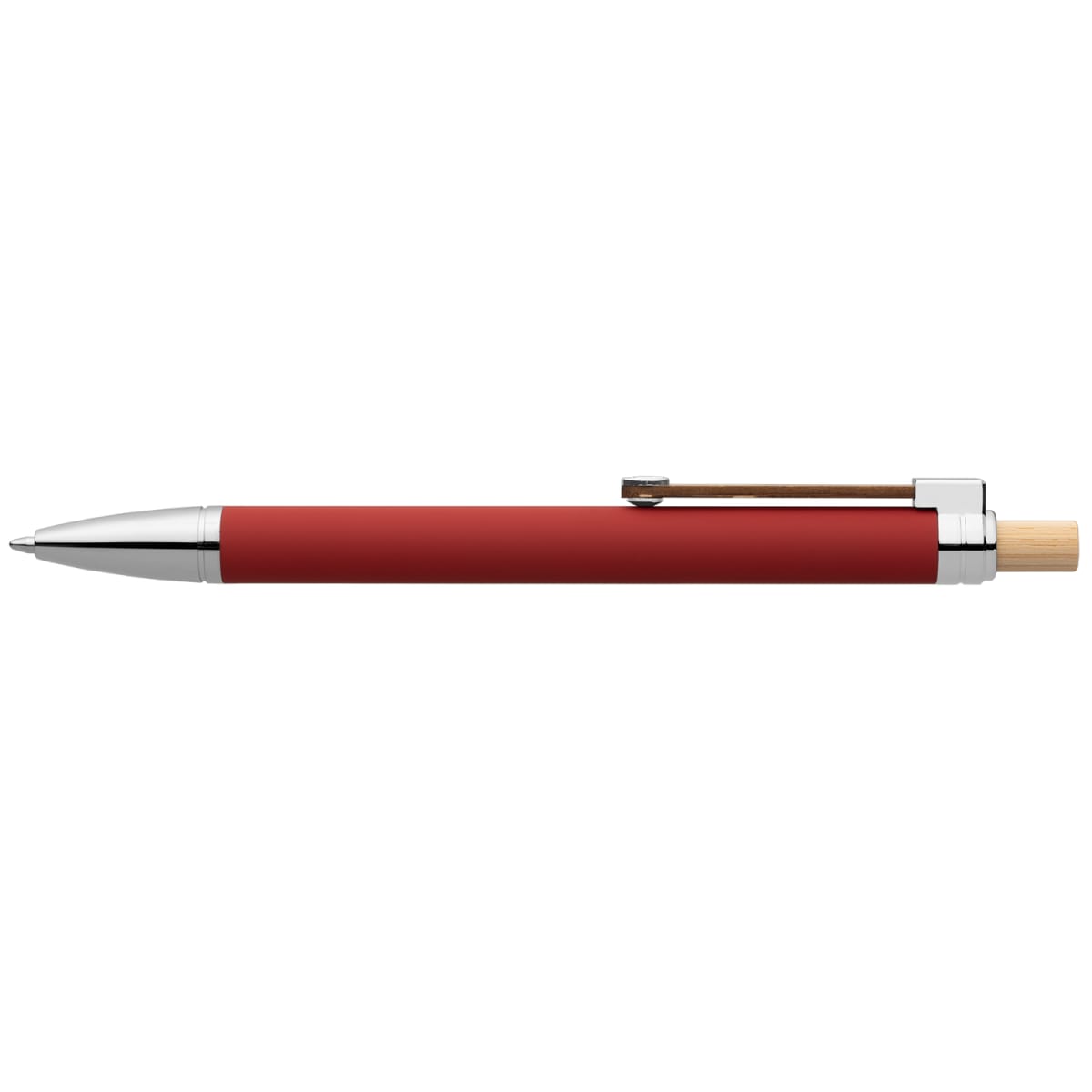 Branded Recycled Aluminium Soft Touch Pen with Bamboo Accents in Red
