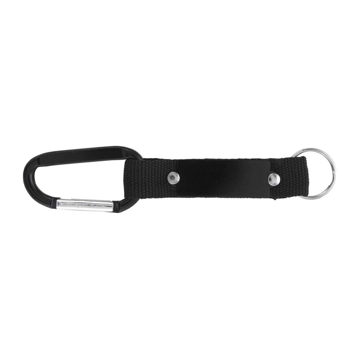 Branded Metal Carabiner Keyring with Mesh Strap in Black