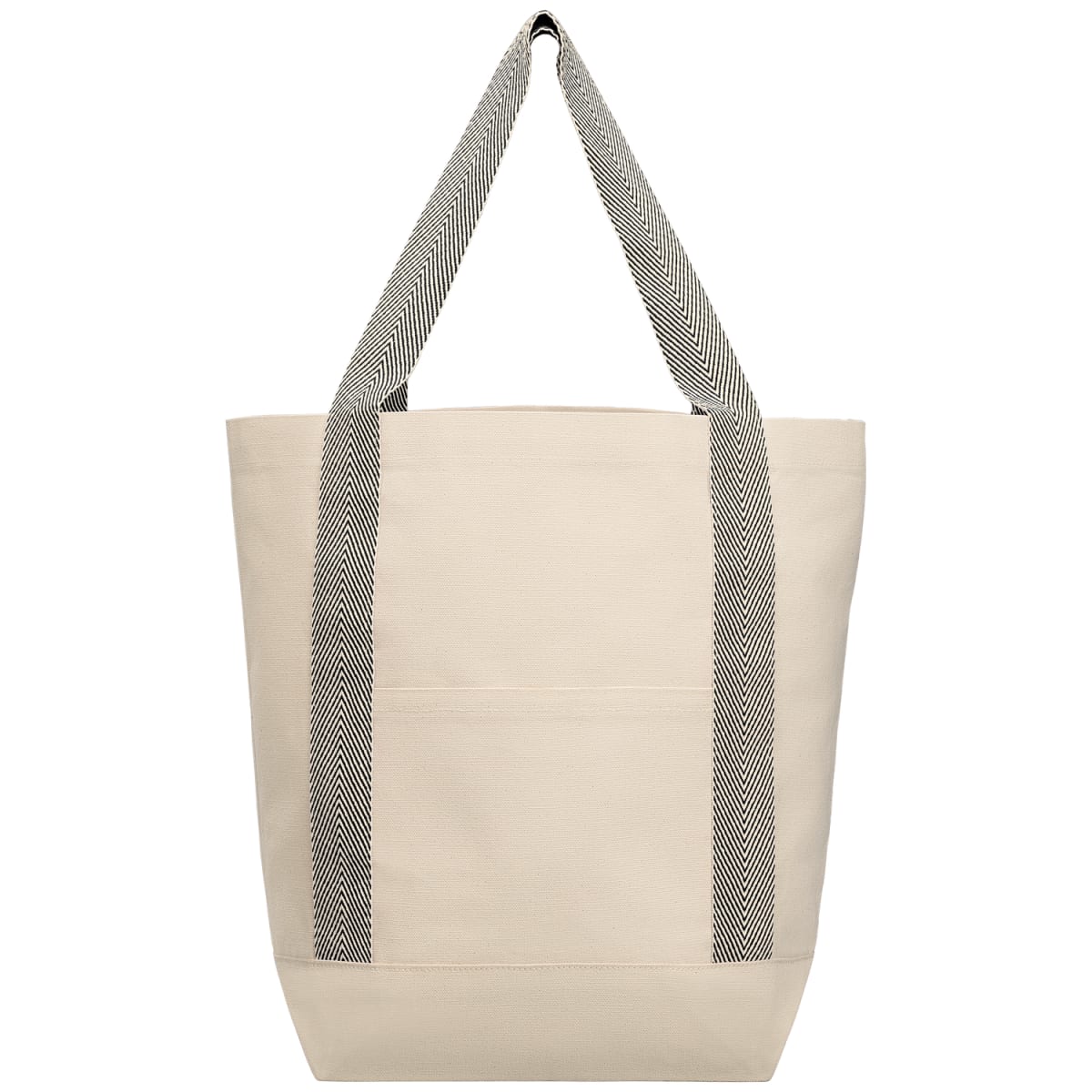 Branded Recycled Cotton Canvas Tote with Front Pocket in Black