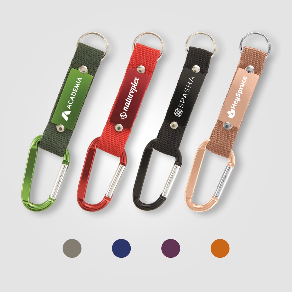 Branded Metal Carabiner Keyring with Mesh Strap