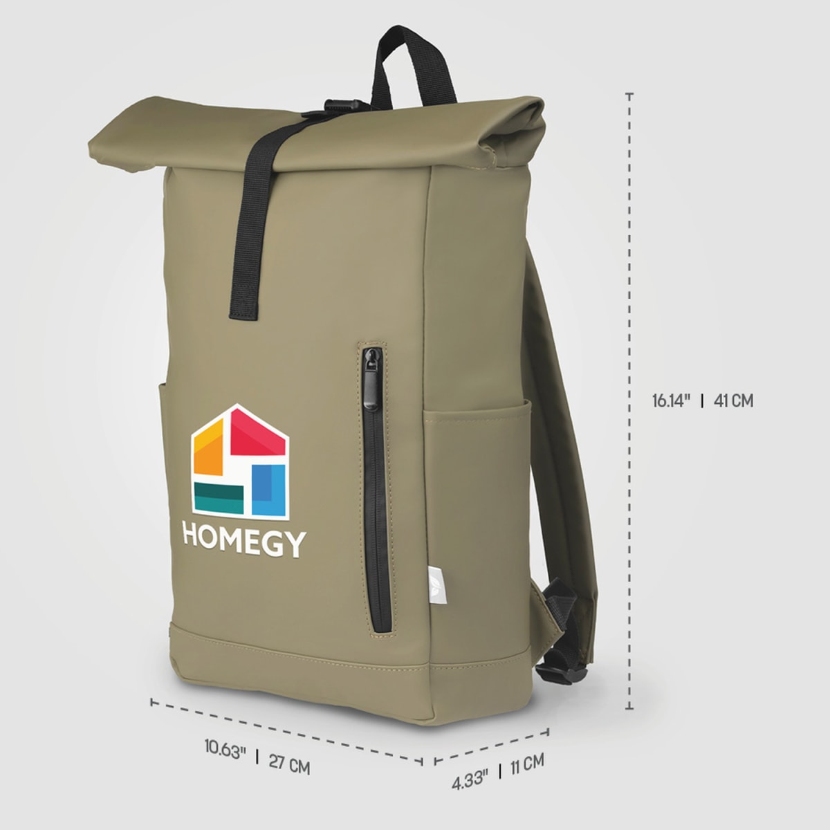 Branded Recycled PU Rolltop Laptop Backpack - 12L