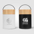 Branded 500 ml Recycled Steel Food Container with Bamboo Lid