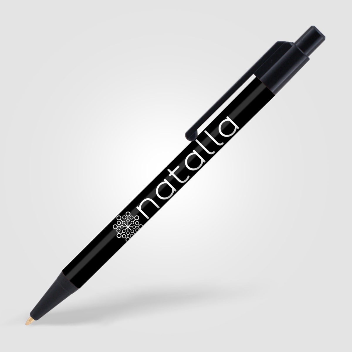 Branded Slimline Retractable Pen with Black and White Trim