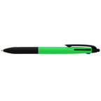 Branded Recycled Plastic 3-Ink Pen with Stylus in Green