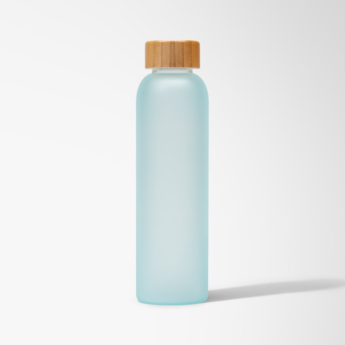 Branded Frosted Glass Water Bottle with Bamboo Lid 590ml