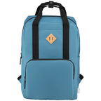 Branded Recycled Polyester Laptop Backpack 16L in Blue