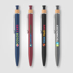 Branded Recycled Aluminium Soft Touch Click Pen with Bamboo Ring