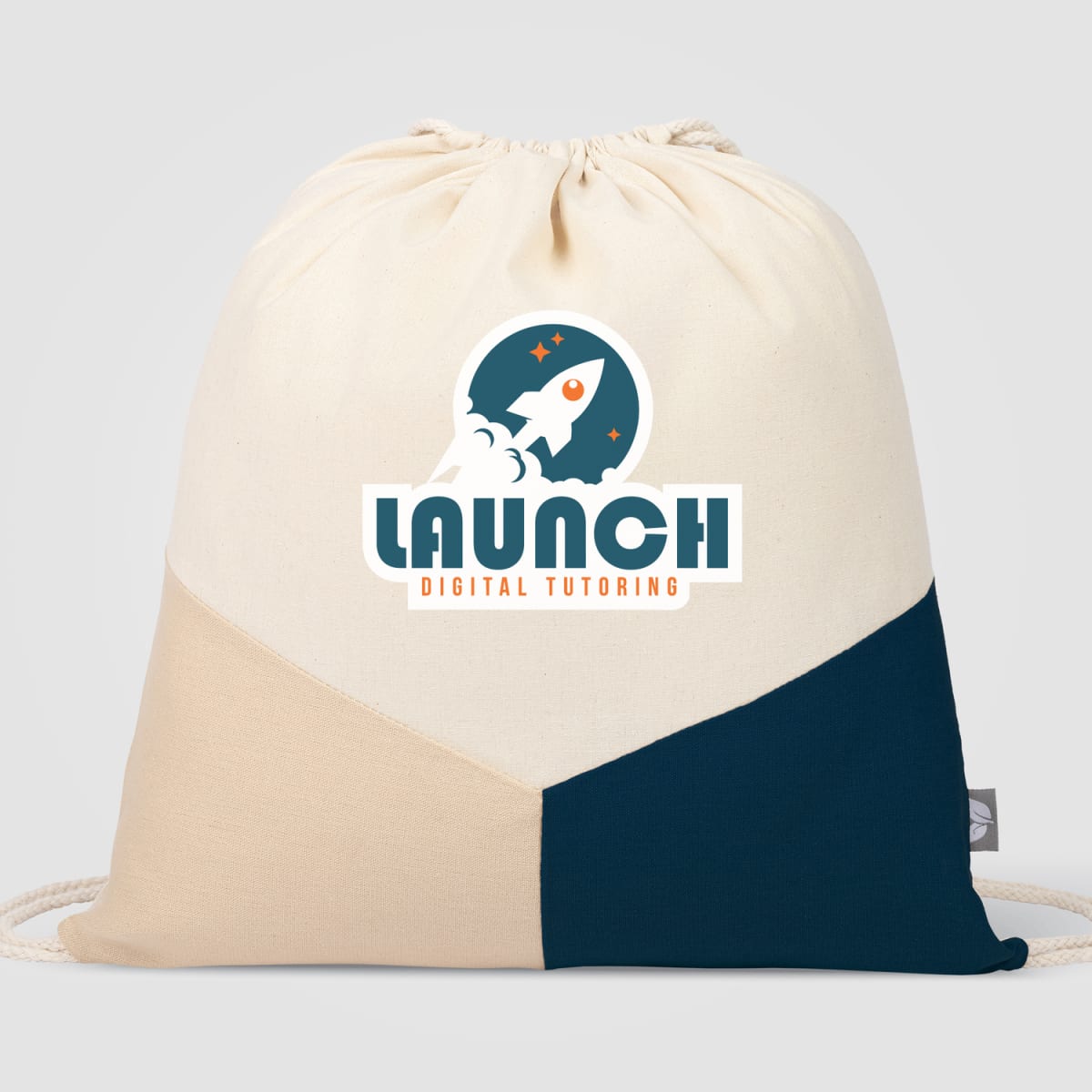 Branded Multicolour Recycled Cotton Blend Drawstring Bag