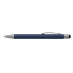 Branded Retractable Gunmetal Trim Stylus Pen in Dark Blue
