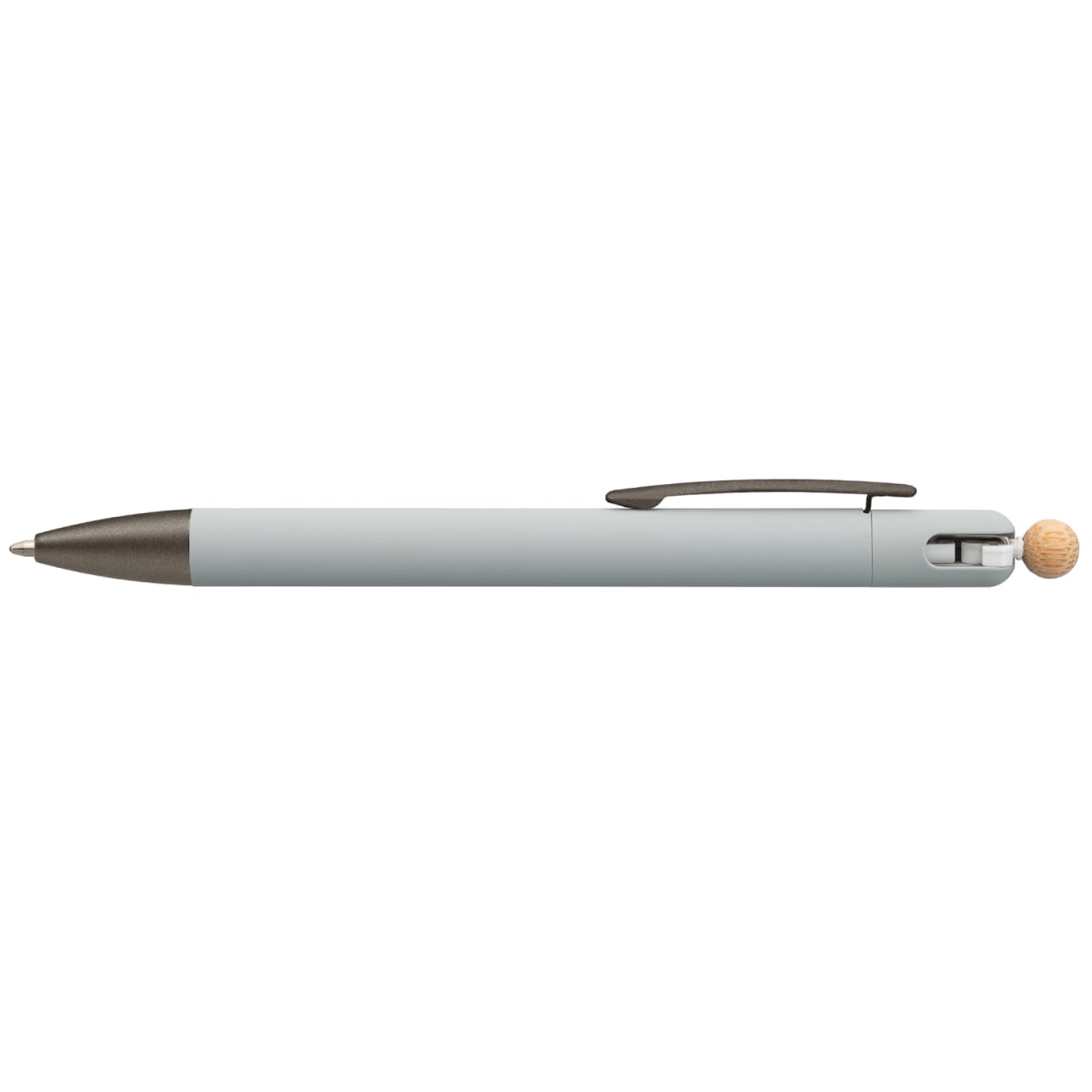 Branded Recycled Aluminium Fidget Pen with Bamboo Ball in Gray