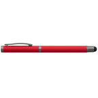 Branded Gunmetal Recycled Aluminium Stylus Gel Pen in Red
