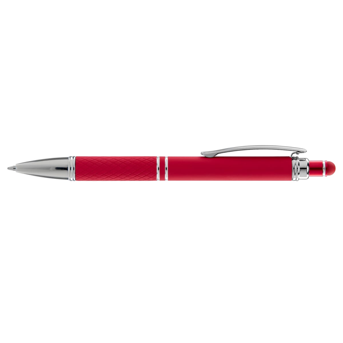 Branded Wide-Barrel Soft-Touch Metal Pen with Stylus in Red