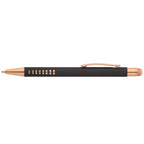 Branded Rose Gold Aluminium Stylus Pen with Cutouts in Black