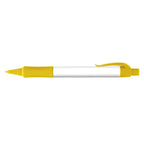 Branded Wide Body Retractable Pen with Rubber Grip in Yellow