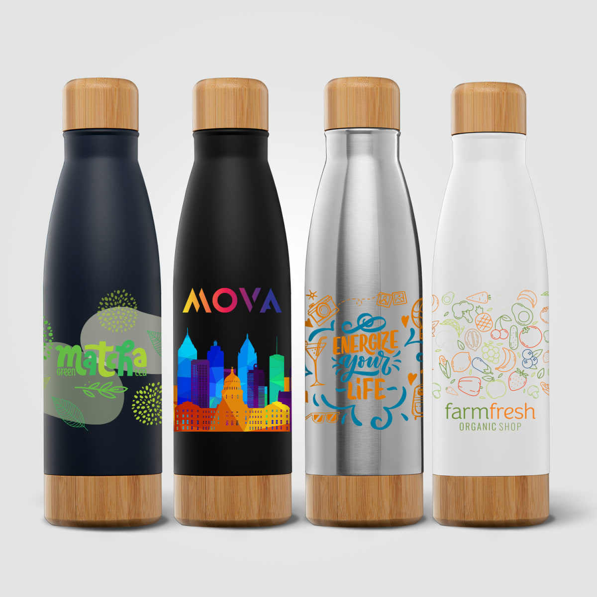 Branded Bamboo and Stainless Steel Insulated Bottle 650ml